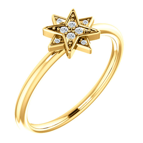 14k Yellow Gold Stackable 1/10 ct Diamond Star Ring