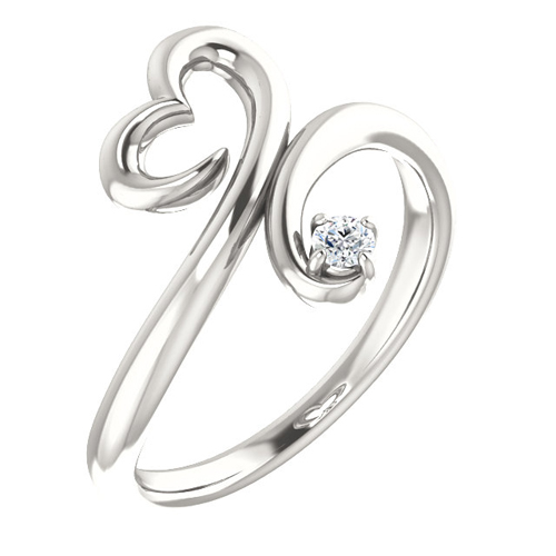 14kt White Gold .06 Diamond Accented Heart Ring