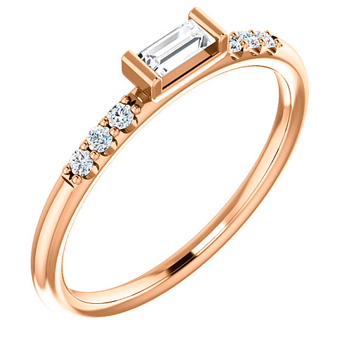 14k Rose Gold 1/5 ct tw Diamond Baguette Stackable Accented Ring