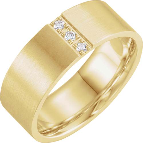14k Yellow Gold .08 ct Diamond Wedding Band with Satin Finish