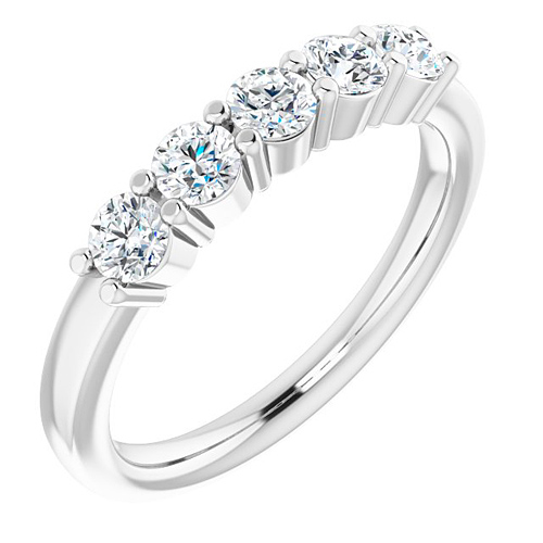 14k White Gold 5/8 ct tw Lab-Grown Diamond Five-Stone Anniversary Ring Shared Prongs