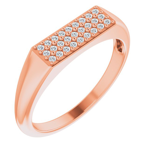 14k Rose Gold 1/10 ct tw Diamond Signet Ring