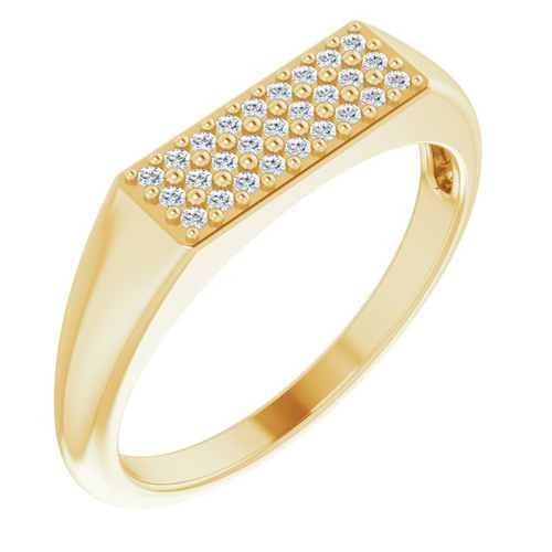14k Yellow Gold 1/10 ct tw Diamond Signet Ring