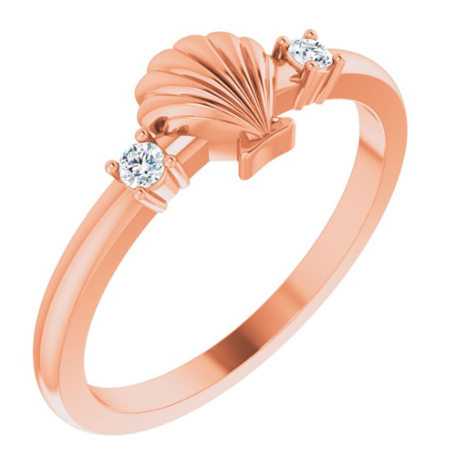 14k Rose Gold Diamond Seashell Ring JJ124609R Joy Jewelers