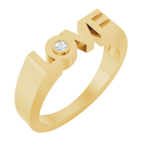 14k Yellow Gold .03 ct Diamond Love Ring