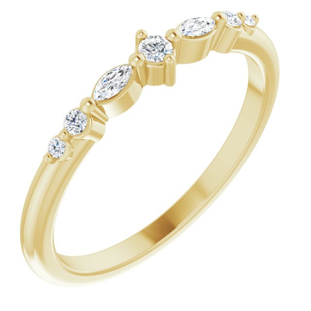 14k Yellow Gold 0.12 ct tw Marquise and Round Diamond Stackable Ring
