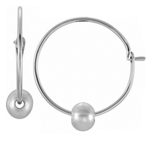 14k White Gold Girls' Freshwater Cultured Pearl Hoop Earrings
