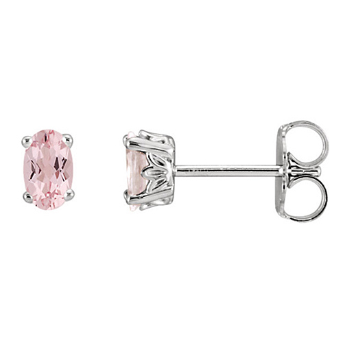 14kt White Gold 1/2 ct Oval Morganite Stud Earrings