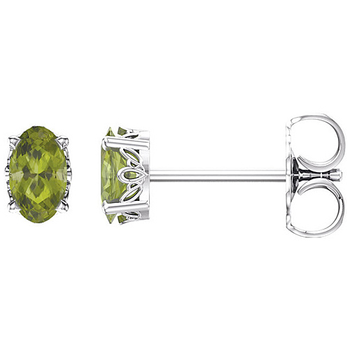 14kt White Gold 1/2 ct Oval Peridot Stud Earrings