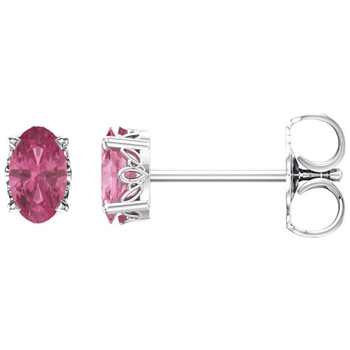 14kt White Gold Oval 1/2 ct Pink Tourmaline Stud Earrings