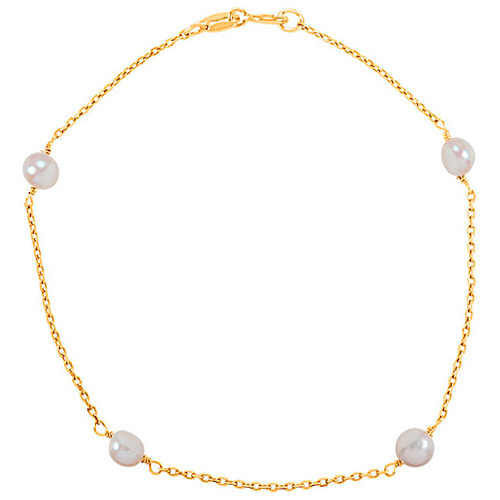 14k Yellow Gold Kids' 4mm Freshwater Cultured Pearl Bracelet 6in