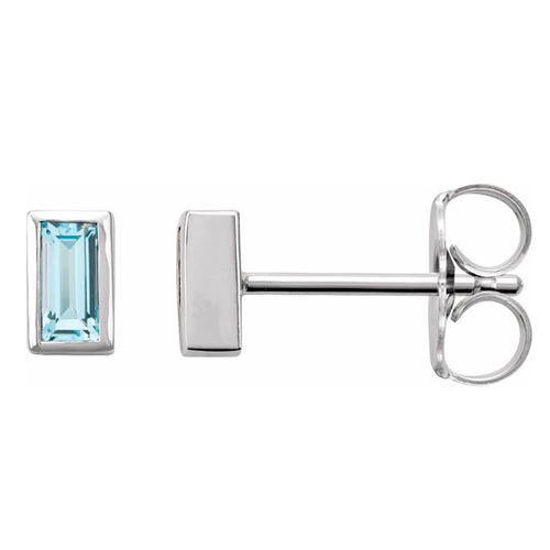 14K White Gold 1/4 ct tw Sky Blue Topaz Bezel-Set Earrings