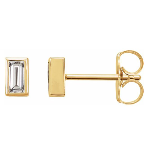 14k Yellow Gold .08 ct tw Diamond Bezel-Set Earrings