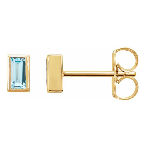 14K Yellow Gold 1/4 ct tw Sky Blue Topaz Bezel-Set Earrings