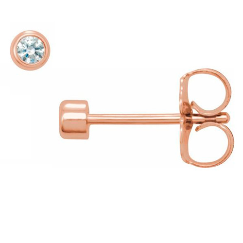 14k Rose Gold .06 ct tw Diamond Micro Bezel Earrings