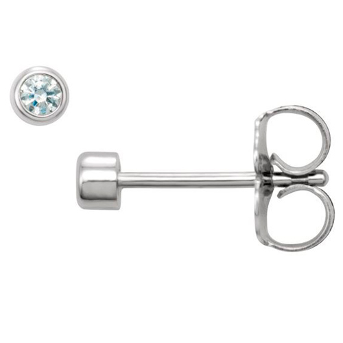 14k White Gold .06 ct tw Diamond Micro Bezel Earrings