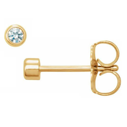 14k Yellow Gold .06 ct tw Diamond Micro Bezel Earrings