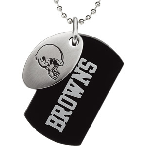 Stainless Steel Cleveland Browns Dog Tag Duo 27in Necklace