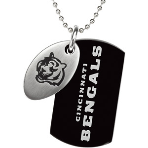Stainless Steel Cincinnati Bengals Dog Tag Duo 27in Necklace