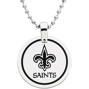 Stainless Steel New Orleans Saints Disc 27in Necklace
