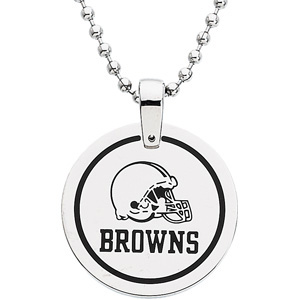 Stainless Steel 1in Cleveland Browns Disc Pendant on 27in Chain