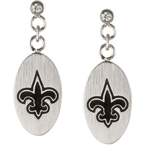 Stainless Steel New Orleans Saints Dangle Earrings