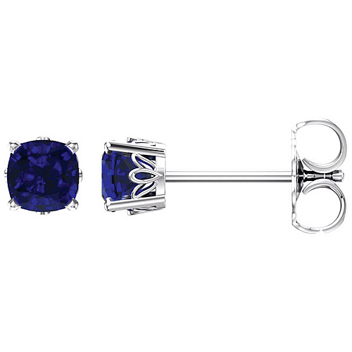 14kt White Gold 2.6 ct Created Blue Sapphire Stud Earrings