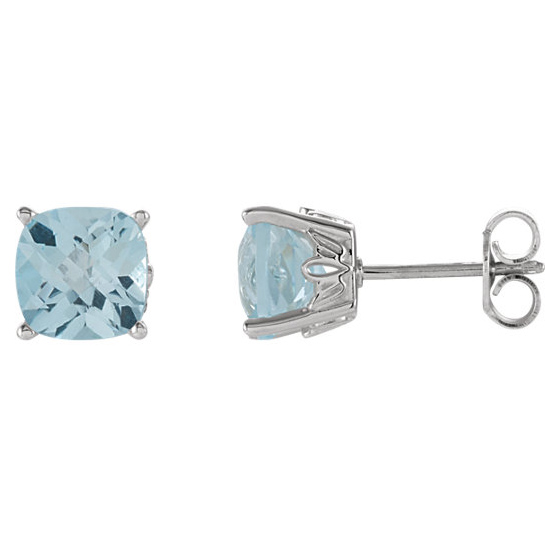 14kt White Gold 2.5 ct Sky Blue Topaz Checkerboard Stud Earrings