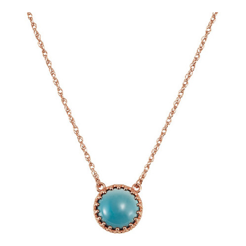 London Blue Topaz Cabochon Crown Necklace in 14k Rose Gold