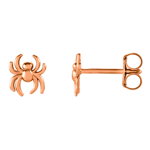 14k Rose Gold Spider Stud Earrings