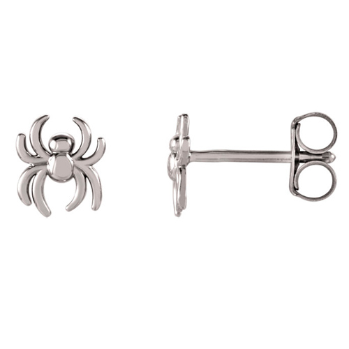 14k White Gold Spider Stud Earrings