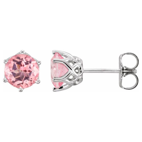 14k White Gold 1.5 ct Morganite Crown Stud Earrings