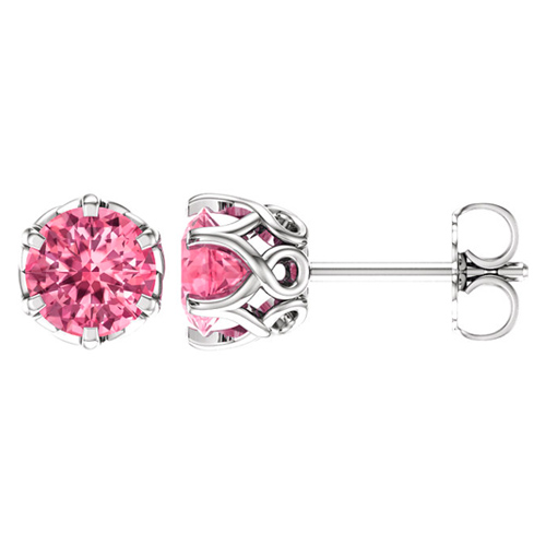 14k White Gold 1.5 ct tw Pink Morganite Crown Stud Earrings