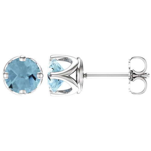 14kt White Gold 1 1/2 ct Aquamarine Stud Earrings