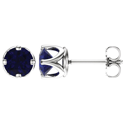 14kt White Gold 2 1/2 ct Created Sapphire Stud Earrings