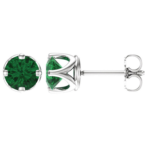 14kt White Gold 1.7 ct Created Emerald Stud Earrings
