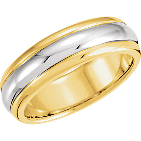 18kt Yellow Gold and Platinum 6mm Wedding Band with Rounded Edges