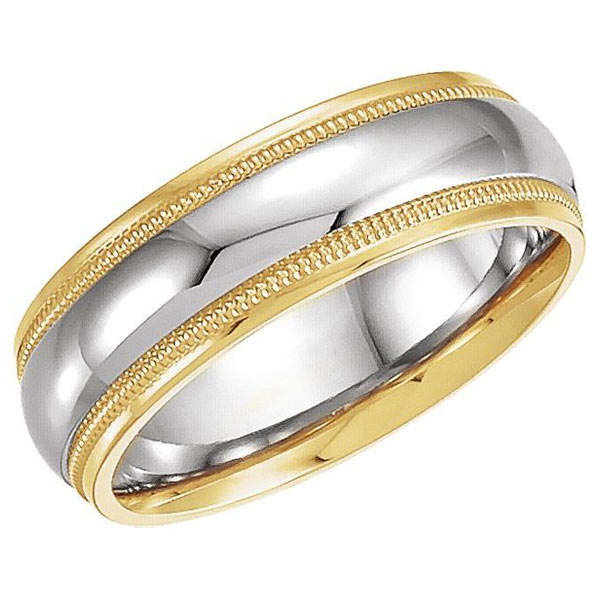 18kt Yellow Gold and Platinum 6mm Milgrain Wedding Band