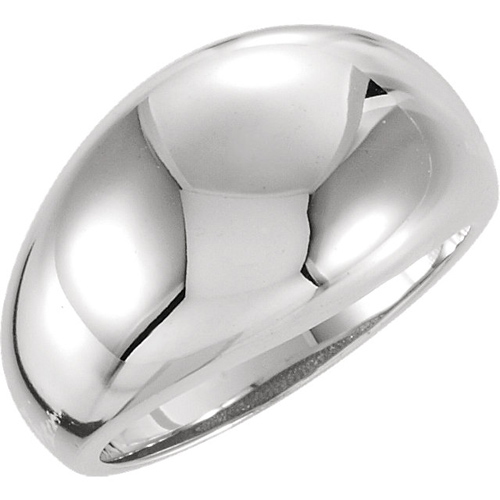 14kt White Gold Wide Smooth Domed Ring 12mm