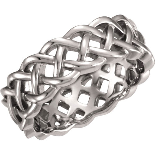 14k White Gold 8mm Celtic Knot Wedding Band
