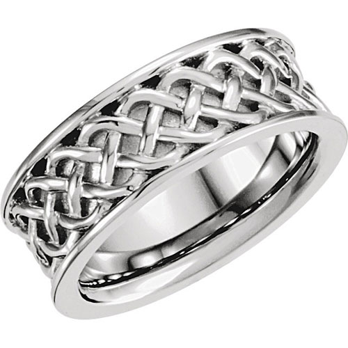 14k White Gold 7.5mm Ladies' Celtic Wedding Band