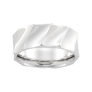 14kt White Gold 8mm Sculpted Wedding Band