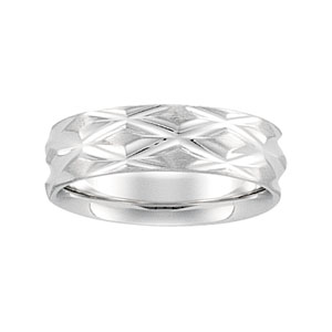 14kt White Gold 6mm Designer Wedding Band
