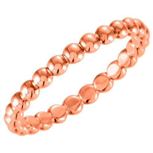 14k Rose Gold Stackable Bead Ring with Polished Finish