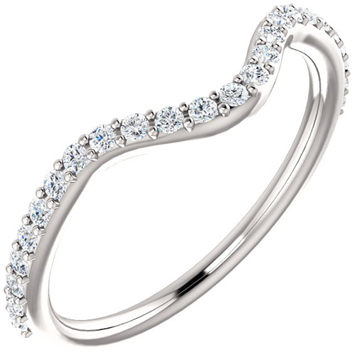 14kt White Gold .25 ct Diamond Contoured Wedding Band G VS
