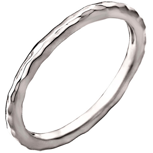 14kt White Gold 2mm Hammered Stackable Ring
