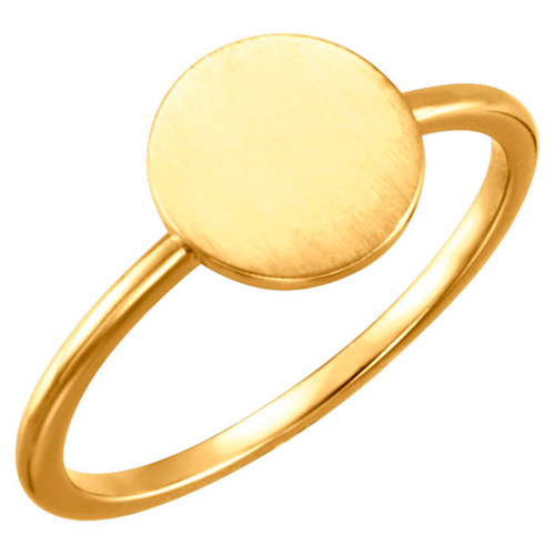14K Yellow Gold Small Round Engravable Signet Ring