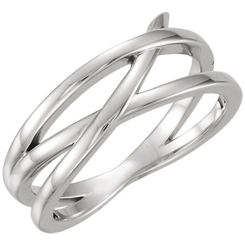 14kt White Gold Fancy Crossways Ring