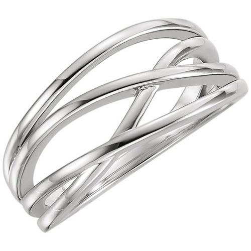 14k White Gold Fancy Crossover Ring