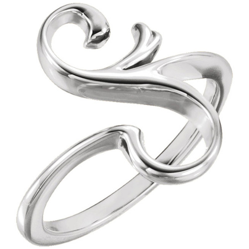 14kt White Gold S Shaped Freeform Ring